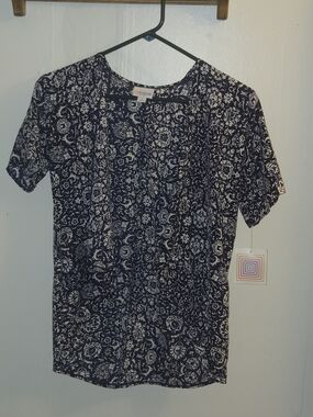 Kids LuLaRoe Navy and White Floral Open Front Bianka